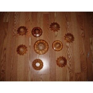 9 Vintage Orange Pink Bobeche Chandelier Lot With Pins